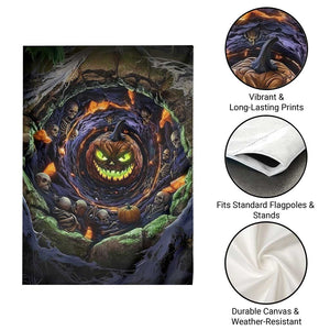 Evil Pumpkin Skull Pit Dark Fantasy 3D Halloween Optical Illusion Garden Flag