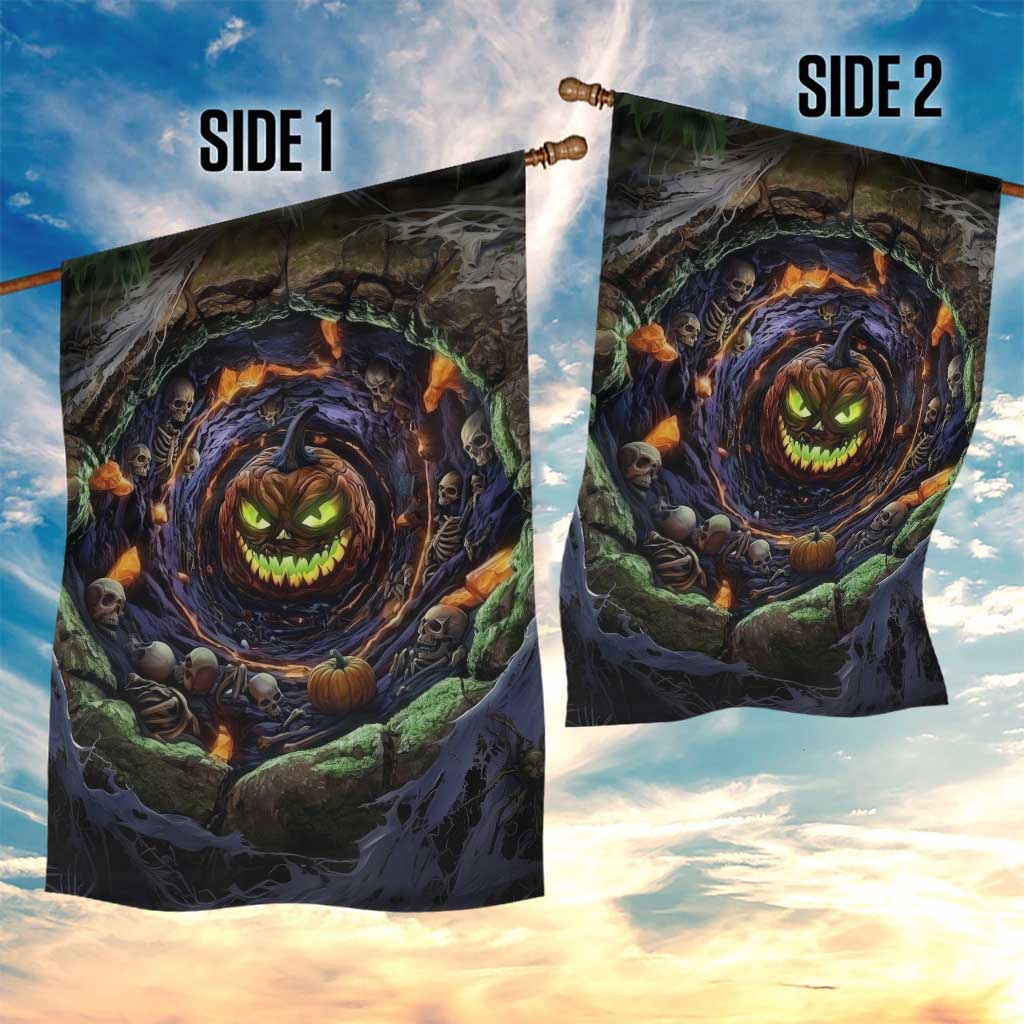Evil Pumpkin Skull Pit Dark Fantasy 3D Halloween Optical Illusion Garden Flag