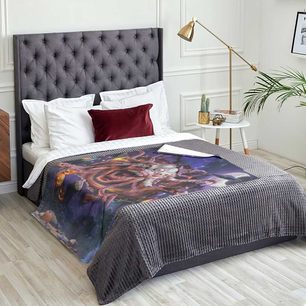Tentacle Alien Monster Cosmic Horror 3D Halloween Optical Illusion Throw Blanket