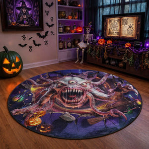 Tentacle Alien Monster Cosmic Horror 3D Halloween Optical Illusion Round Rug