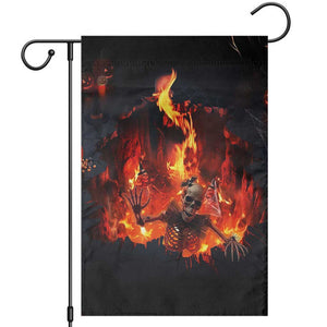 Skeleton Hello From Fiery Hell Pit 3D Halloween Optical Illusion Garden Flag