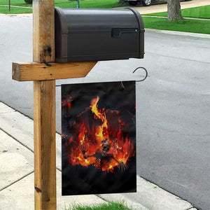 Skeleton Hello From Fiery Hell Pit 3D Halloween Optical Illusion Garden Flag