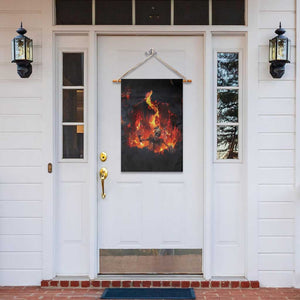 Skeleton Hello From Fiery Hell Pit 3D Halloween Optical Illusion Garden Flag