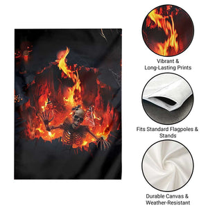 Skeleton Hello From Fiery Hell Pit 3D Halloween Optical Illusion Garden Flag