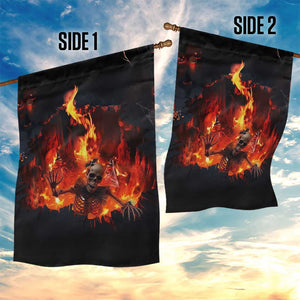 Skeleton Hello From Fiery Hell Pit 3D Halloween Optical Illusion Garden Flag