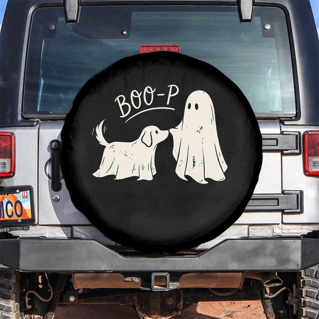 Cute Ghost and Ghost Dog Nose Boop Spare Tire Cover Spooky Halloween Boo Sheet Dog Lovers