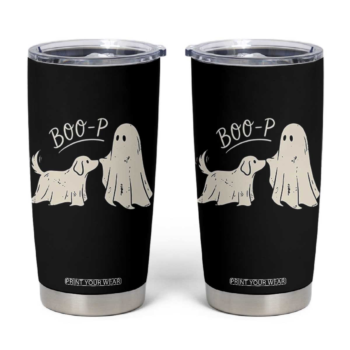 Cute Ghost and Ghost Dog Nose Boop Tumbler Cup Spooky Halloween Boo Sheet Dog Lovers