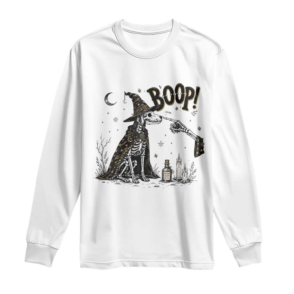 Skeleton Witch Dog Nose Boop Long Sleeve Shirt Vintage Halloween Gift for Dog Lovers