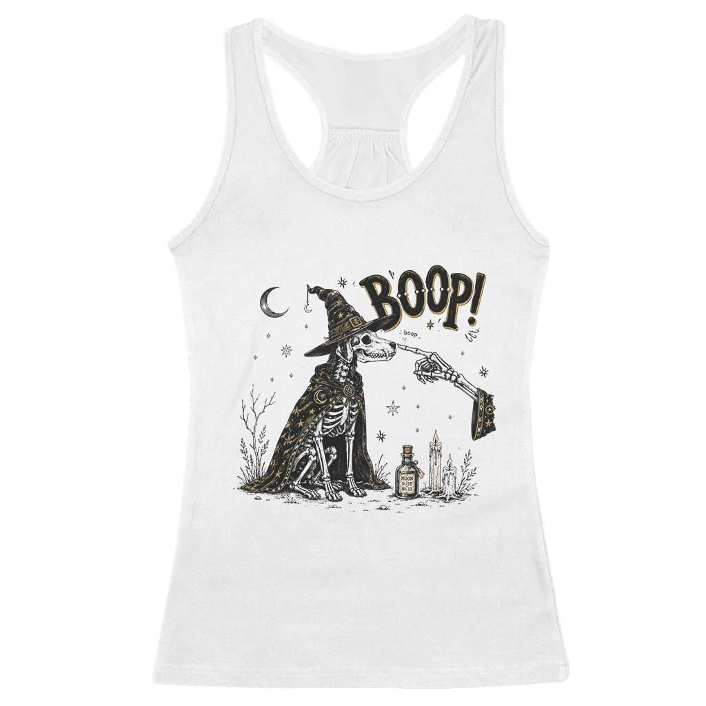 Skeleton Witch Dog Nose Boop Racerback Tank Top Vintage Halloween Gift for Dog Lovers