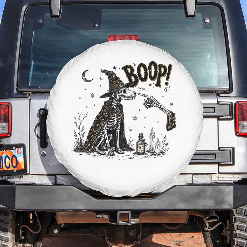 Skeleton Witch Dog Nose Boop Spare Tire Cover Vintage Halloween Gift for Dog Lovers