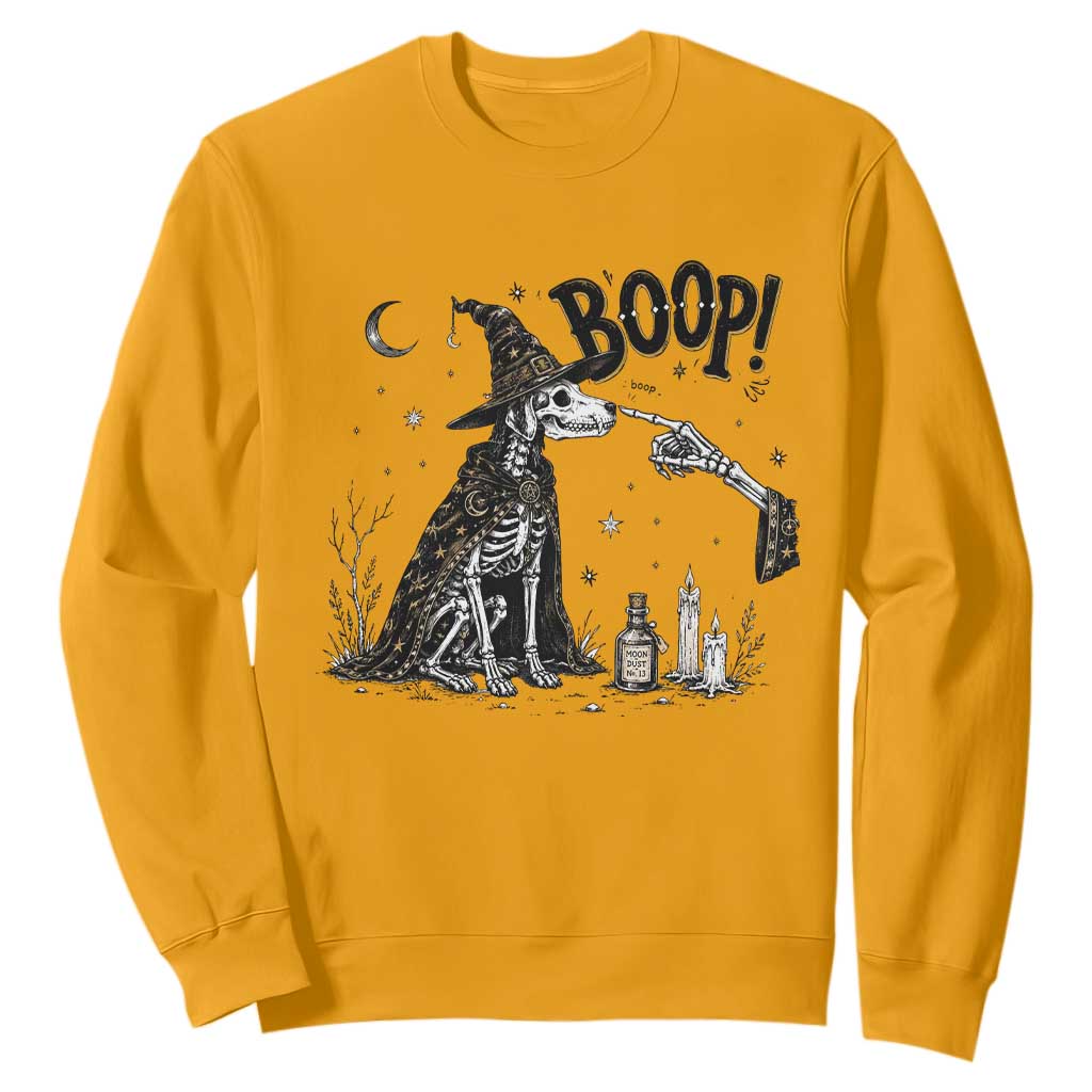 Skeleton Witch Dog Nose Boop Sweatshirt Vintage Halloween Gift for Dog Lovers