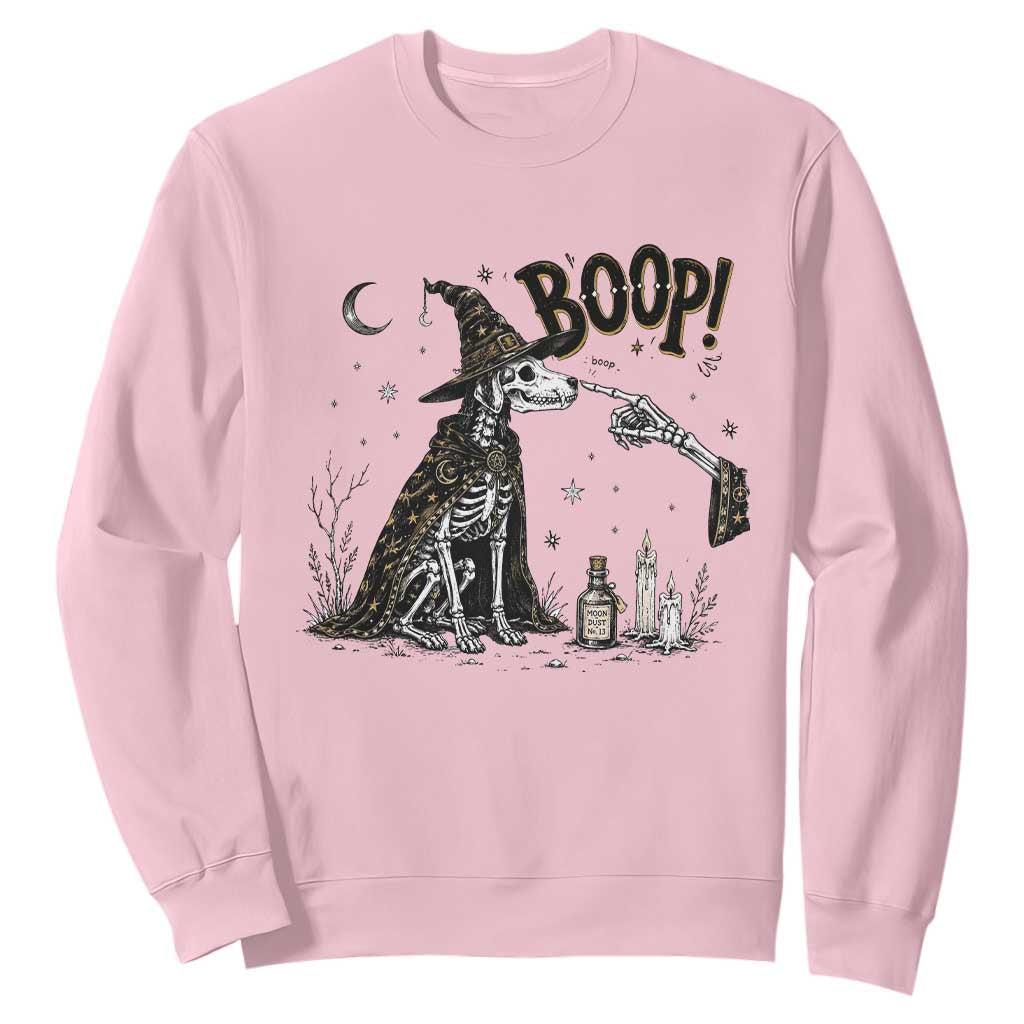 Skeleton Witch Dog Nose Boop Sweatshirt Vintage Halloween Gift for Dog Lovers