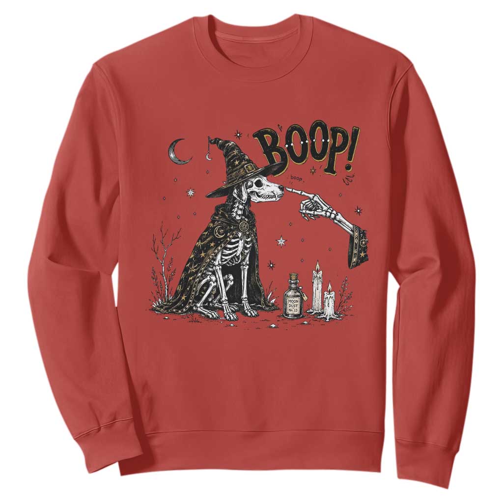 Skeleton Witch Dog Nose Boop Sweatshirt Vintage Halloween Gift for Dog Lovers