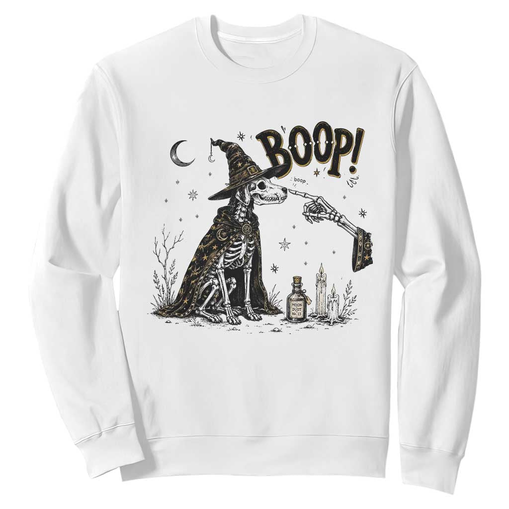 Skeleton Witch Dog Nose Boop Sweatshirt Vintage Halloween Gift for Dog Lovers