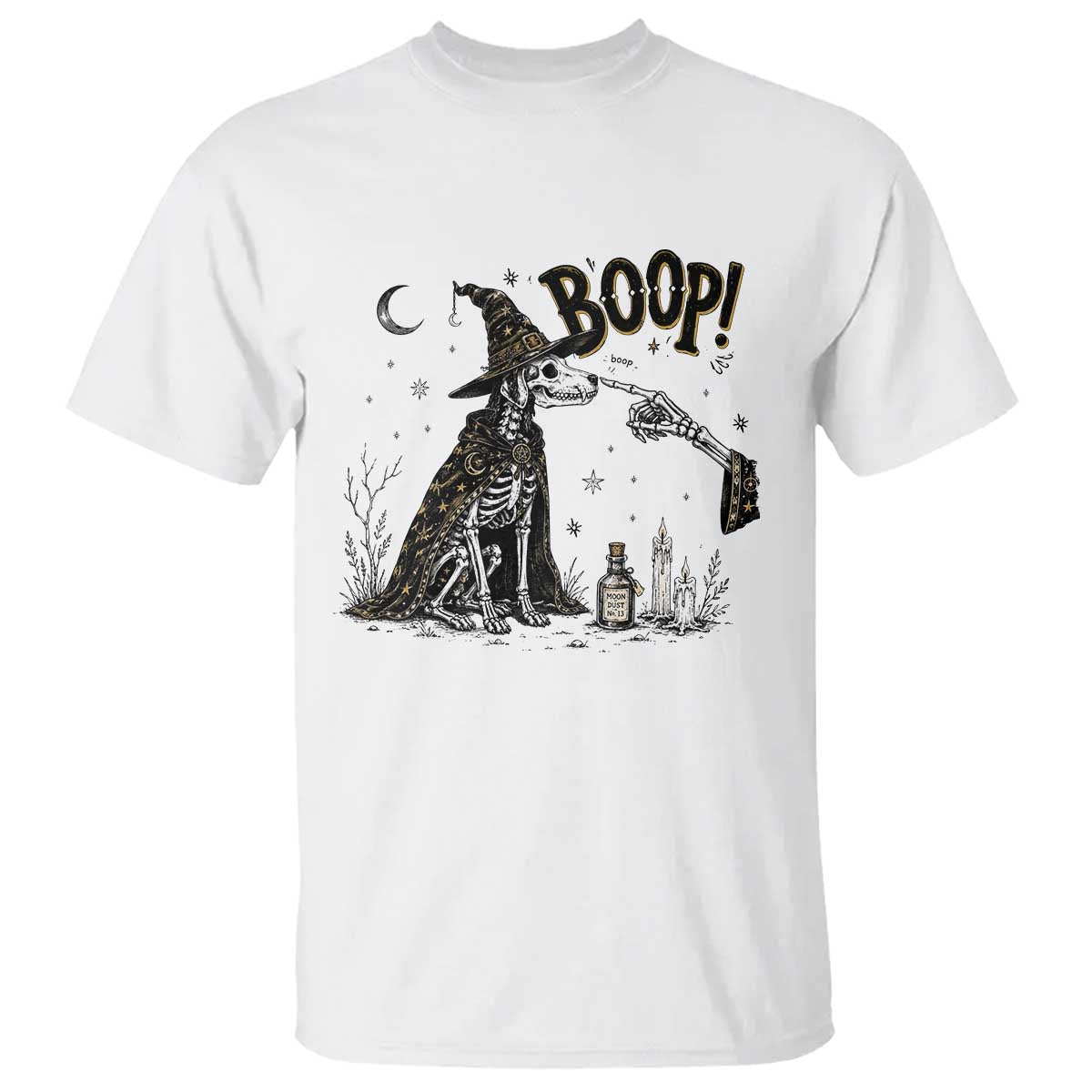 Skeleton Witch Dog Nose Boop T Shirt Vintage Halloween Gift for Dog Lovers