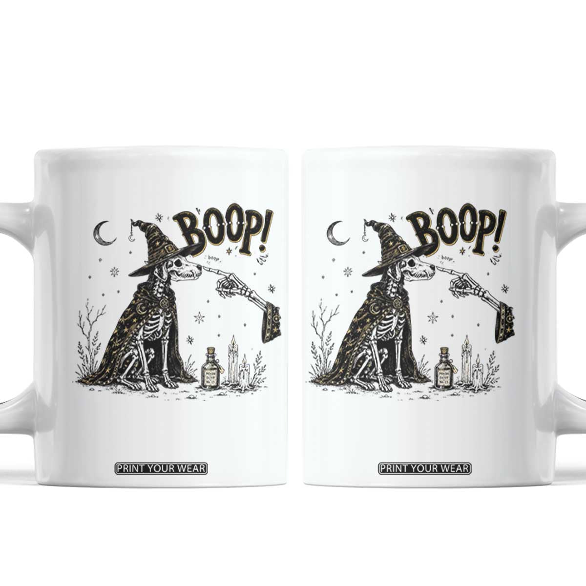 Skeleton Witch Dog Nose Boop Coffee Mug Vintage Halloween Gift for Dog Lovers