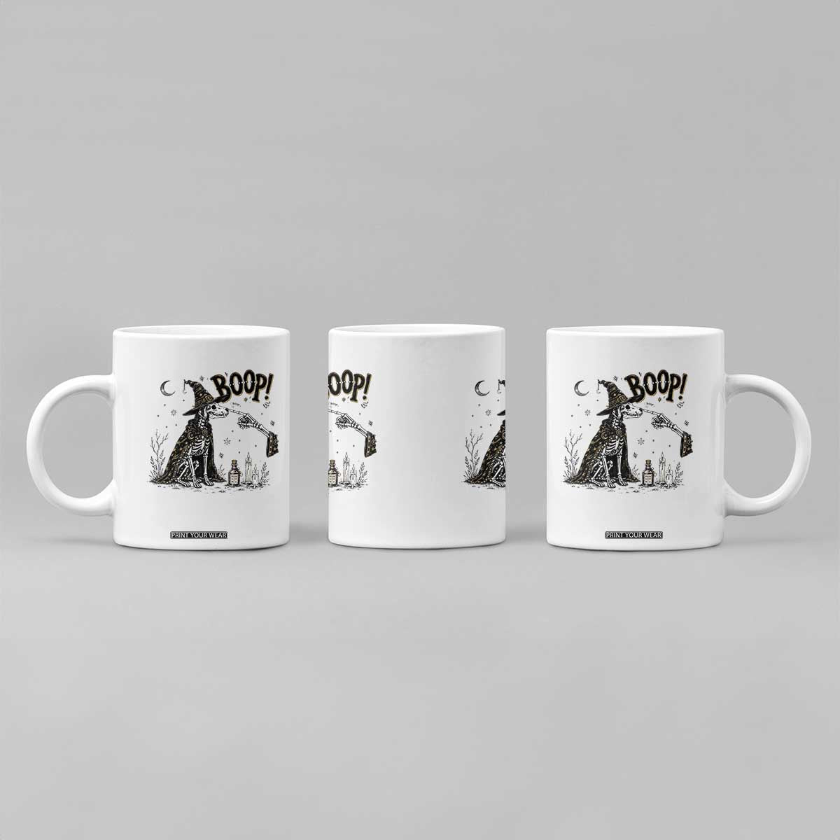 Skeleton Witch Dog Nose Boop Coffee Mug Vintage Halloween Gift for Dog Lovers