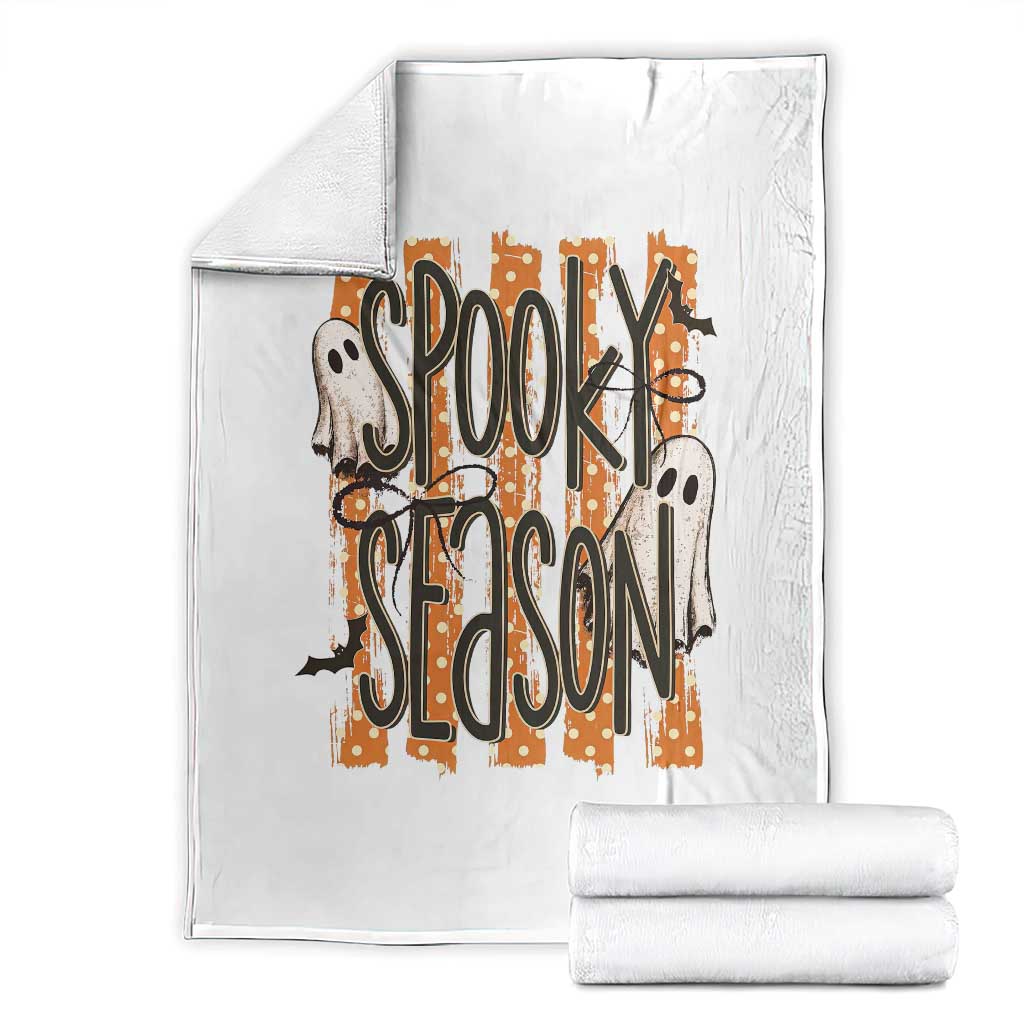 Vintage Spooky Season Ghosts Preppy Aesthetic Throw Blanket Boo Sheets Distressed Orange Stripes Halloween Gift