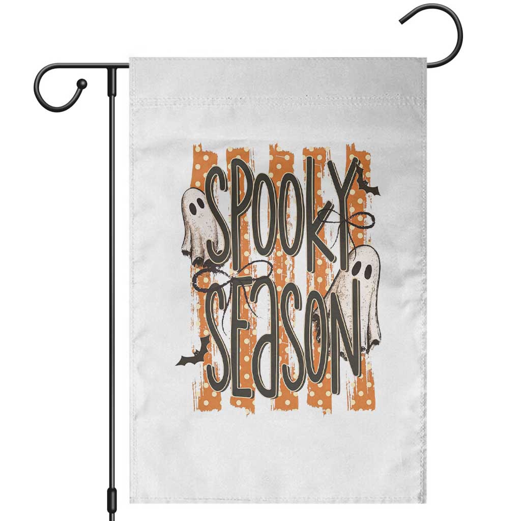 Vintage Spooky Season Ghosts Preppy Aesthetic Garden Flag Boo Sheets Distressed Orange Stripes Halloween Gift