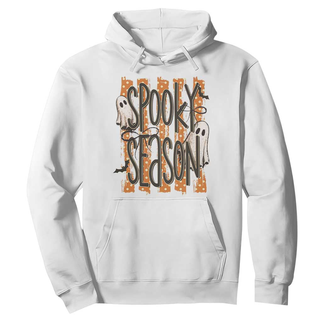 Vintage Spooky Season Ghosts Preppy Aesthetic Hoodie Boo Sheets Distressed Orange Stripes Halloween Gift