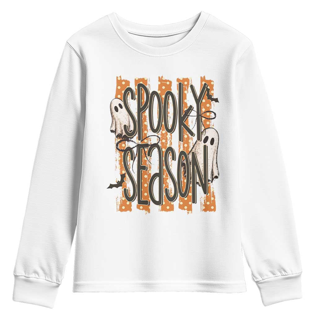 Vintage Spooky Season Ghosts Preppy Aesthetic Youth Sweatshirt Boo Sheets Distressed Orange Stripes Halloween Gift