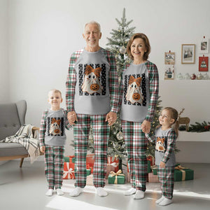 Cute Sheet Ghost with Bow Tie and Pumpkin Bucket Halloween Graphic Plaid Pajama Set