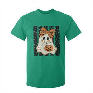 Cute Sheet Ghost with Bow Tie and Pumpkin Bucket Halloween Graphic T Shirt For Kid