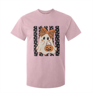 Cute Sheet Ghost with Bow Tie and Pumpkin Bucket Halloween Graphic T Shirt For Kid