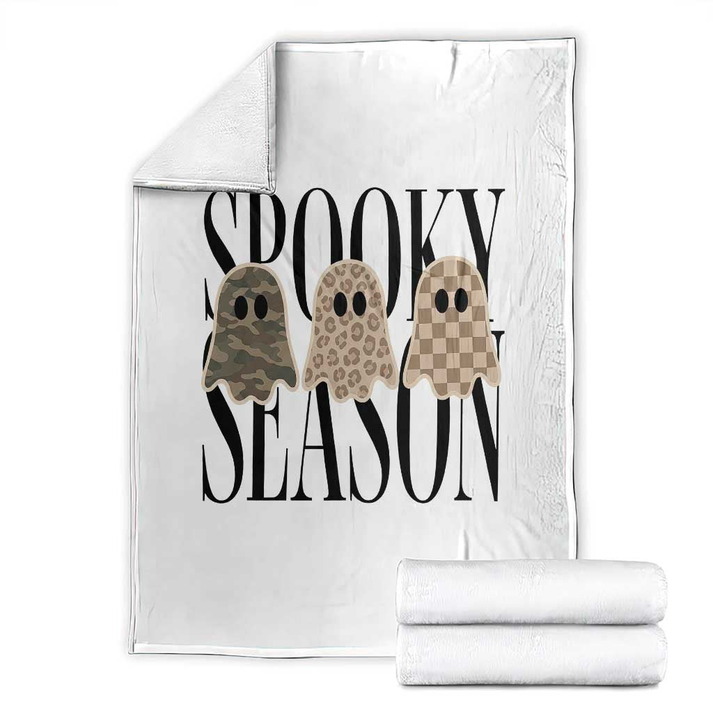 Spooky Season Camo Leopard Checkered Ghosts Halloween Graphic Throw Blanket