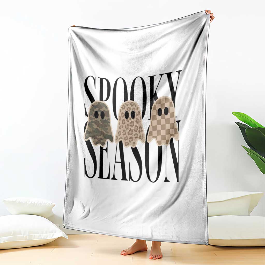 Spooky Season Camo Leopard Checkered Ghosts Halloween Graphic Throw Blanket