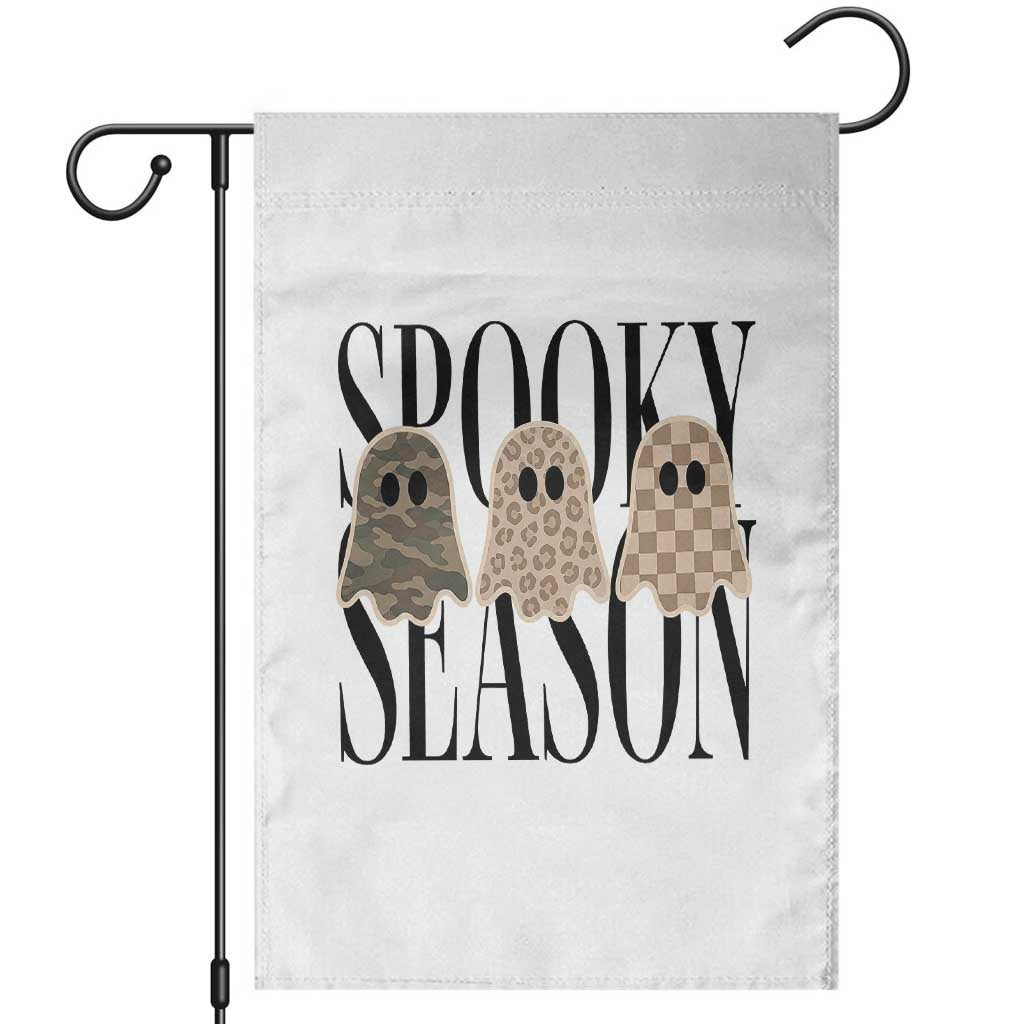 Spooky Season Camo Leopard Checkered Ghosts Halloween Graphic Garden Flag