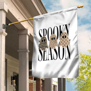 Spooky Season Camo Leopard Checkered Ghosts Halloween Graphic Garden Flag