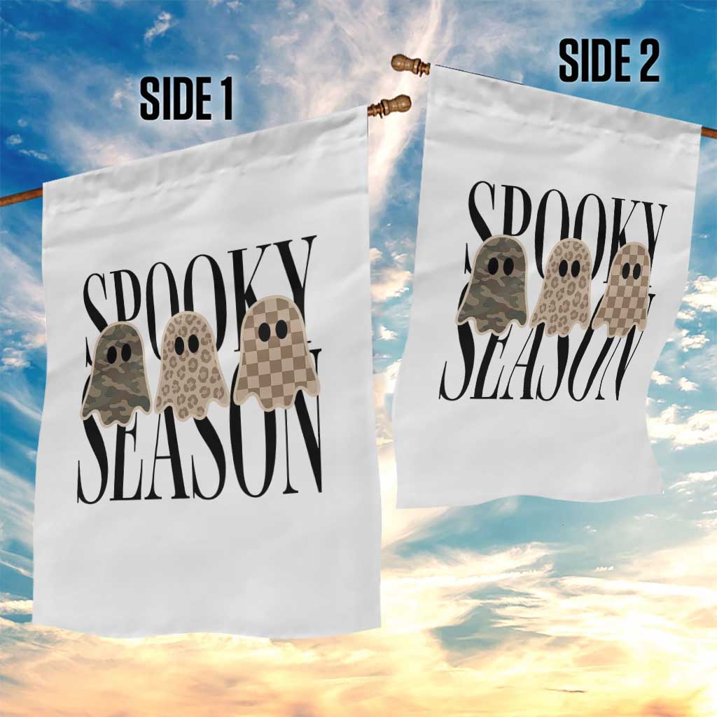Spooky Season Camo Leopard Checkered Ghosts Halloween Graphic Garden Flag