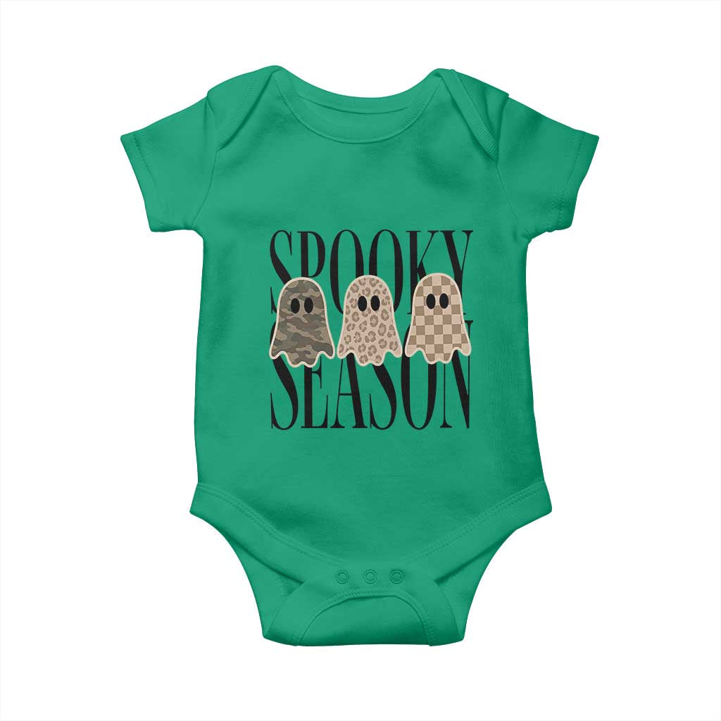 Spooky Season Camo Leopard Checkered Ghosts Halloween Graphic Baby Onesie