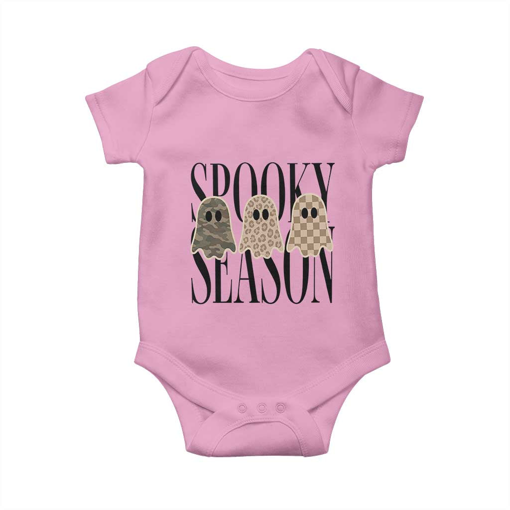 Spooky Season Camo Leopard Checkered Ghosts Halloween Graphic Baby Onesie