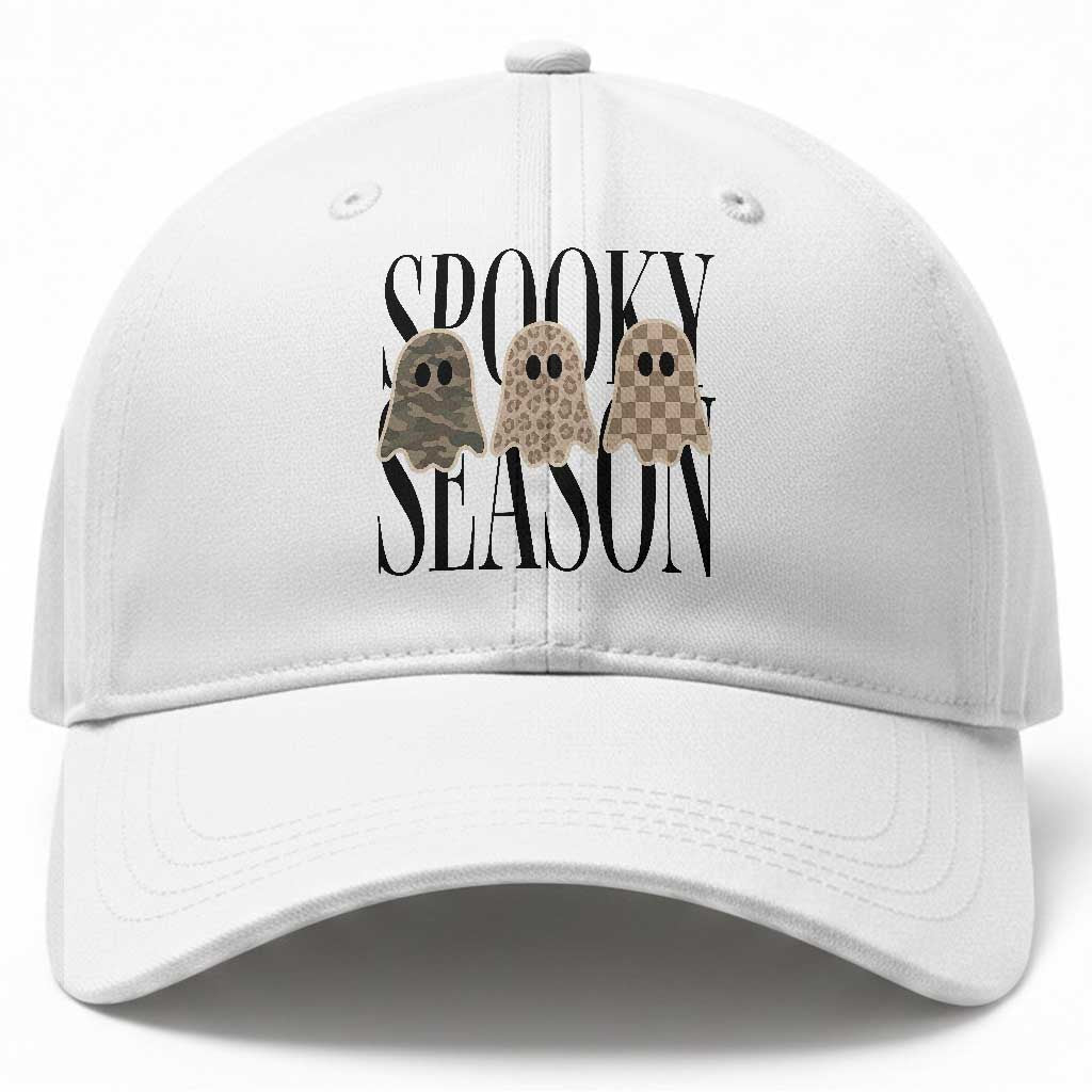 Spooky Season Camo Leopard Checkered Ghosts Halloween Graphic Baseball Cap