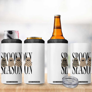 Spooky Season Camo Leopard Checkered Ghosts Halloween Graphic 4 in 1 Can Cooler Tumbler