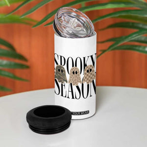 Spooky Season Camo Leopard Checkered Ghosts Halloween Graphic 4 in 1 Can Cooler Tumbler
