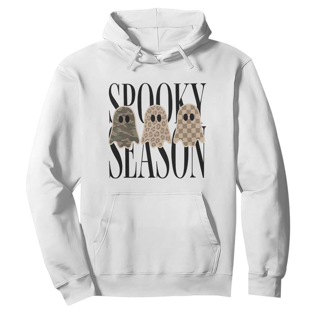 Spooky Season Camo Leopard Checkered Ghosts Halloween Graphic Hoodie