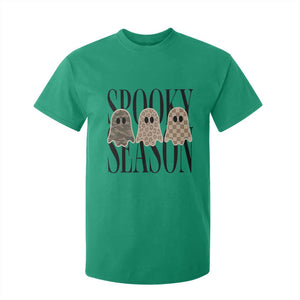 Spooky Season Camo Leopard Checkered Ghosts Halloween Graphic T Shirt For Kid