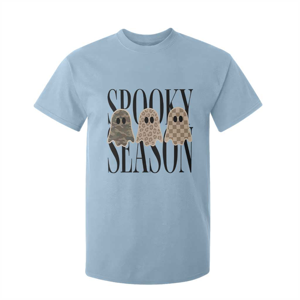 Spooky Season Camo Leopard Checkered Ghosts Halloween Graphic T Shirt For Kid