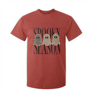 Spooky Season Camo Leopard Checkered Ghosts Halloween Graphic T Shirt For Kid
