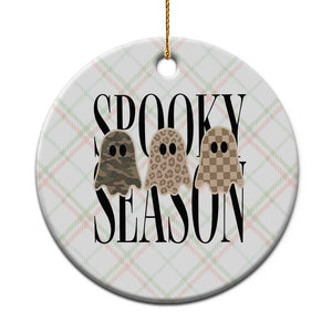 Spooky Season Camo Leopard Checkered Ghosts Halloween Graphic Ceramic Ornament