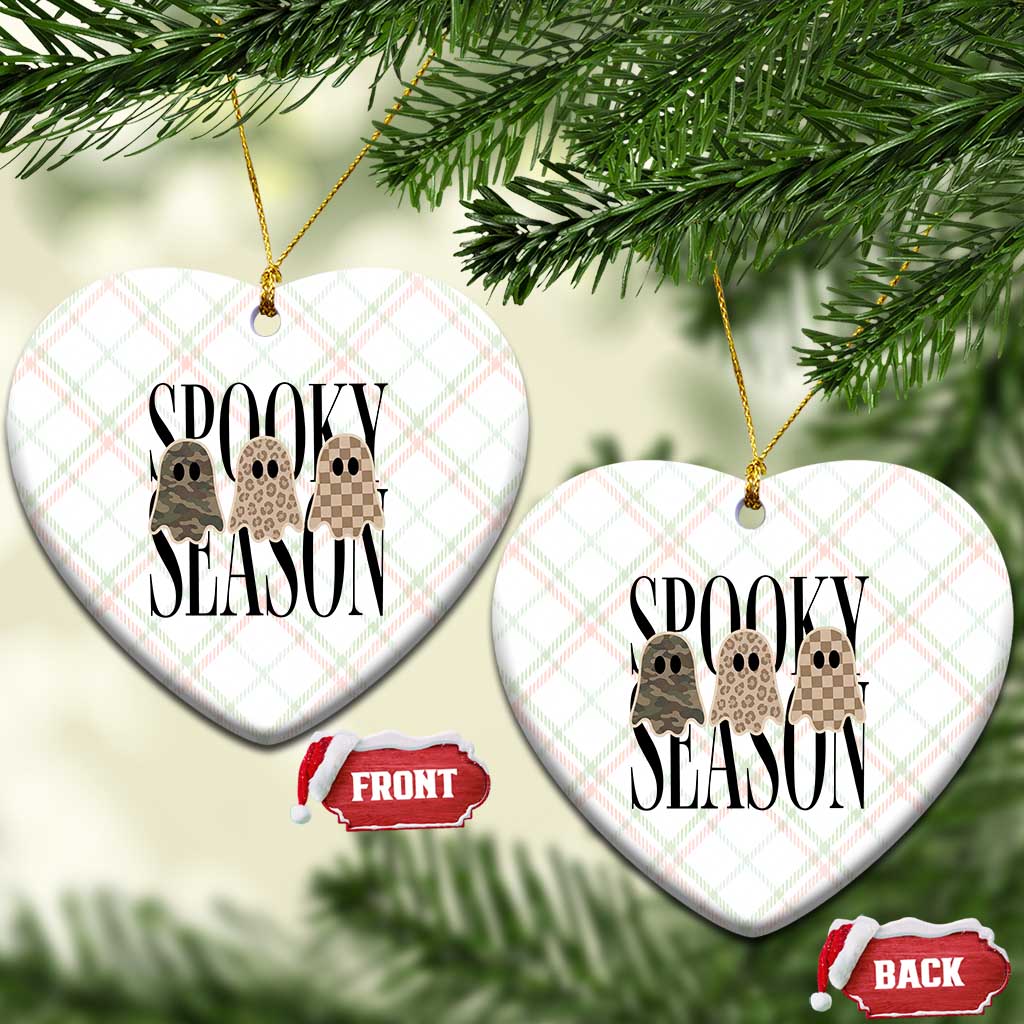 Spooky Season Camo Leopard Checkered Ghosts Halloween Graphic Ceramic Ornament