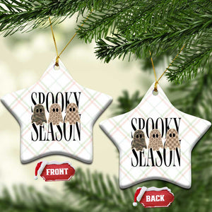 Spooky Season Camo Leopard Checkered Ghosts Halloween Graphic Ceramic Ornament