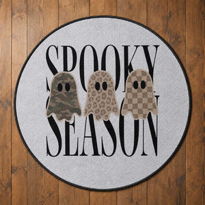 Spooky Season Camo Leopard Checkered Ghosts Halloween Graphic Round Rug