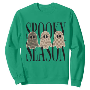 Spooky Season Camo Leopard Checkered Ghosts Halloween Graphic Sweatshirt