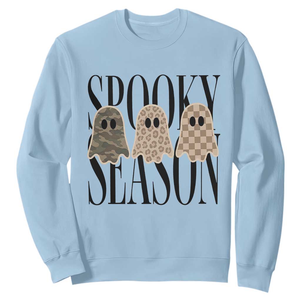 Spooky Season Camo Leopard Checkered Ghosts Halloween Graphic Sweatshirt