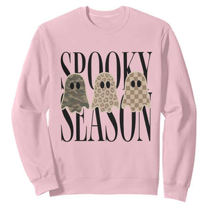 Spooky Season Camo Leopard Checkered Ghosts Halloween Graphic Sweatshirt
