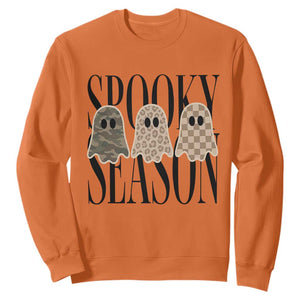 Spooky Season Camo Leopard Checkered Ghosts Halloween Graphic Sweatshirt